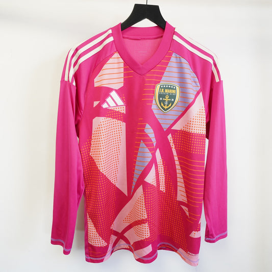 (L) Adidas Goalie Keeper Longsleeve Soccer Jersey Men's L Hot Pink Retro JB Marine
