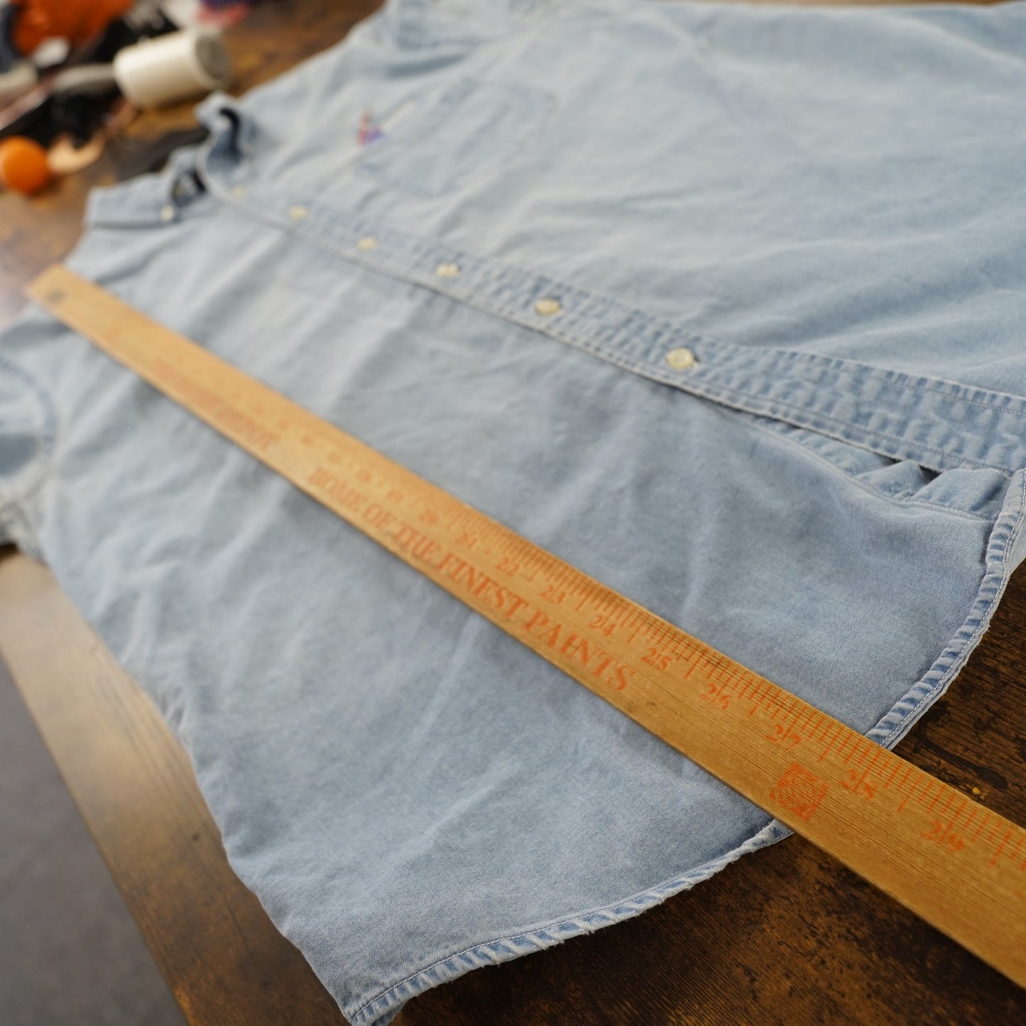 (M) Vintage Nasa Orion Flight Team Denim Button Up Men's M Space Shuttle Aviation