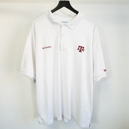 (XL) Texas A&M Aggies Columbia Embroidered Polo Shirt Men's XL White Sewn ATM