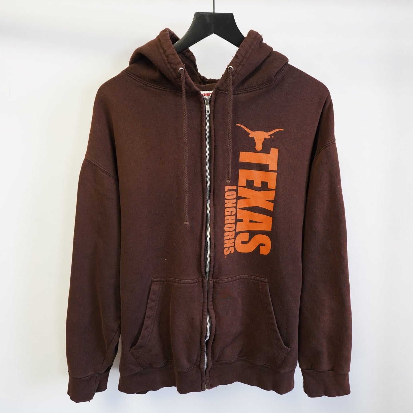 (XL) Vintage Texas Longhorns Full Zip Hoodie Men's XL Brown UT Bevo Retro