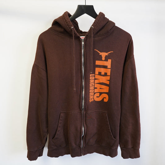 (XL) Vintage Texas Longhorns Full Zip Hoodie Men's XL Brown UT Bevo Retro