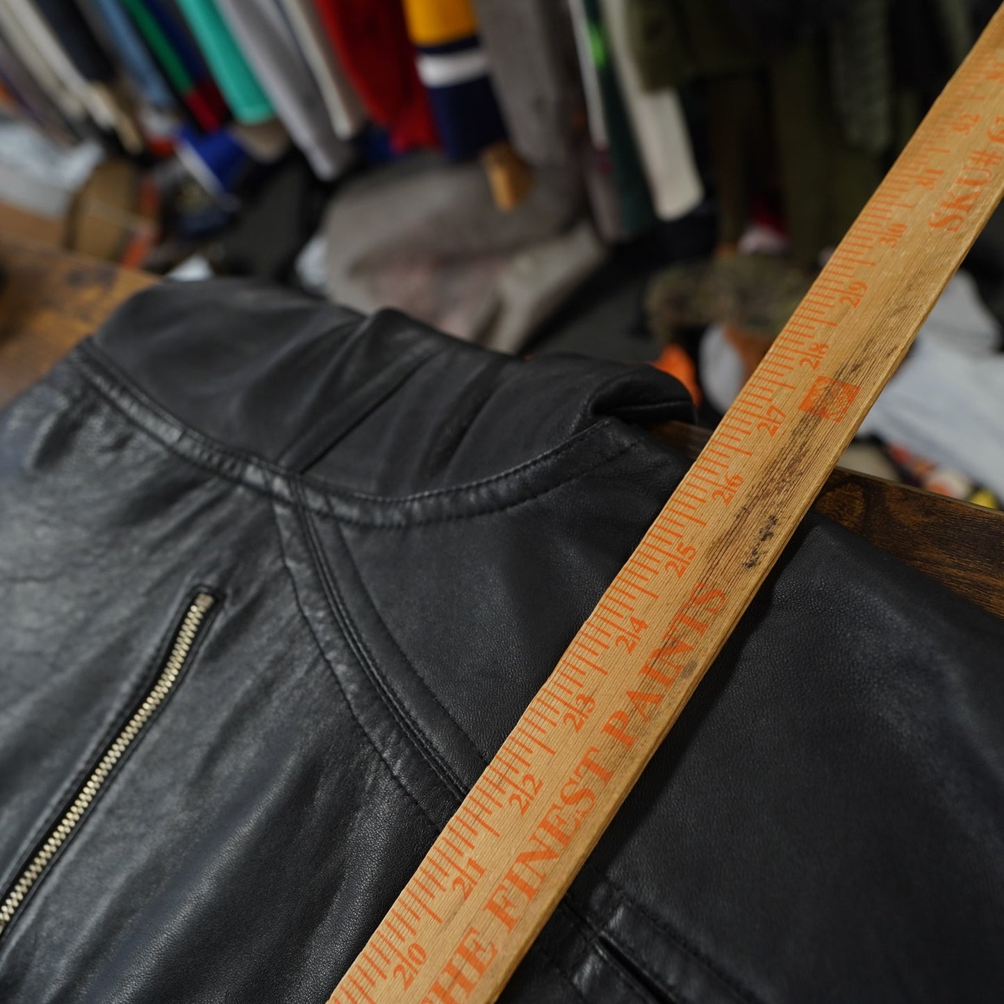 (L) Vintage Perry Ellis Lambskin Leather Black Bomber Jacket Men's L Pilot Retro