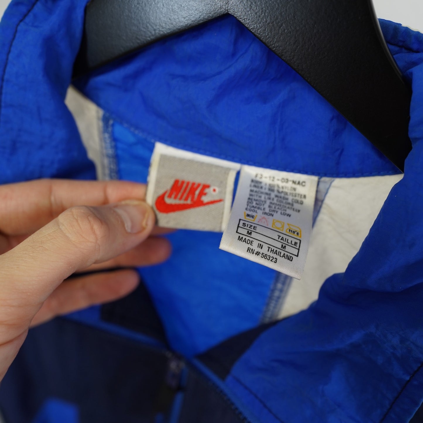(M) Vintage Nike Windbreaker Jacket Blue White 90s Full Zip