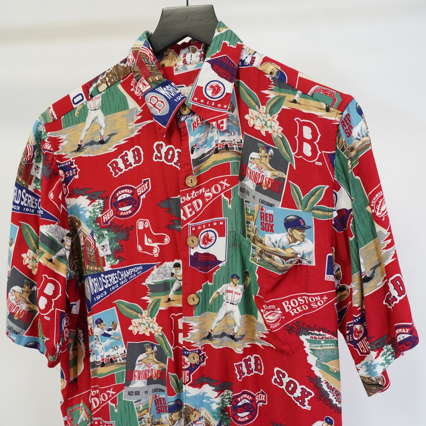 (S) Boston Red Sox Reyn Spooner Hawaiian Scenic Button-Up Shirt Men's S Red Baseball