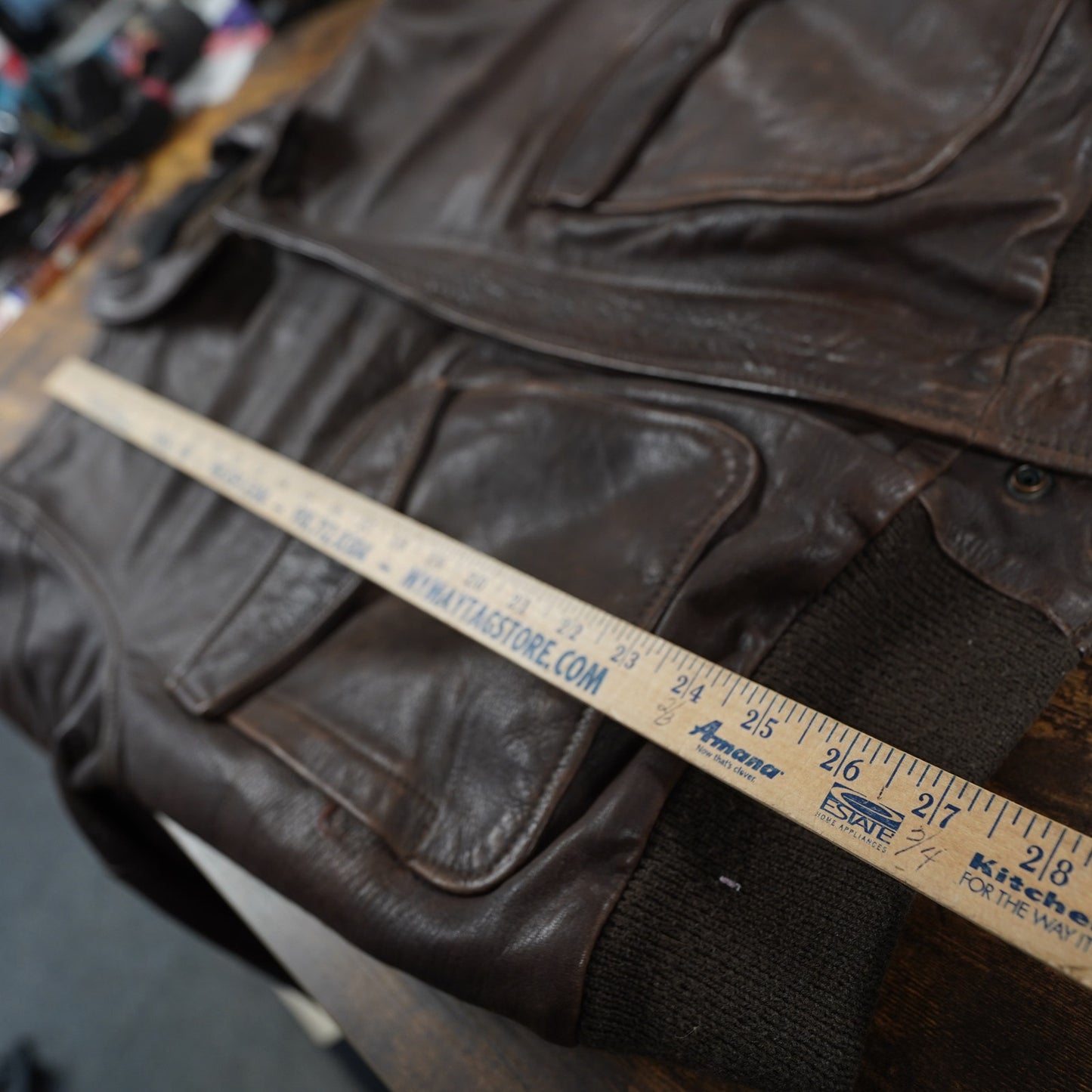 (XL) Vintage John Ashford 100% Leather Bomber Aviator Jacket Men's XL Brown 90s