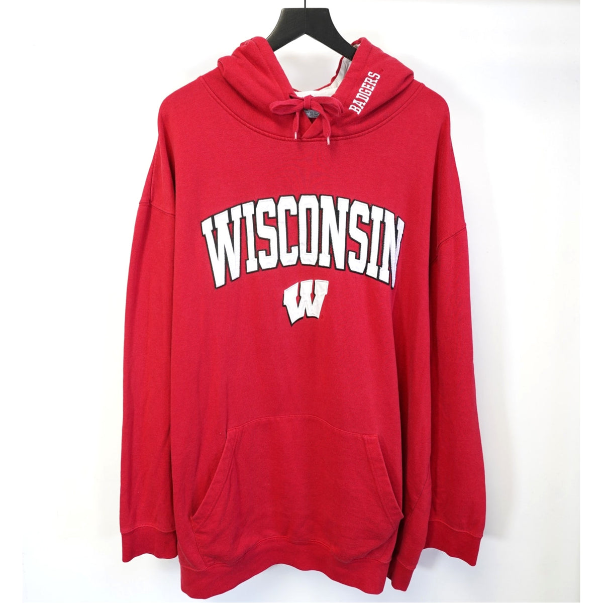 (4XLT) Vintage Wisconsin Badgers Embroidered Hoodie Men's 4XLT Red White Sewn Retro