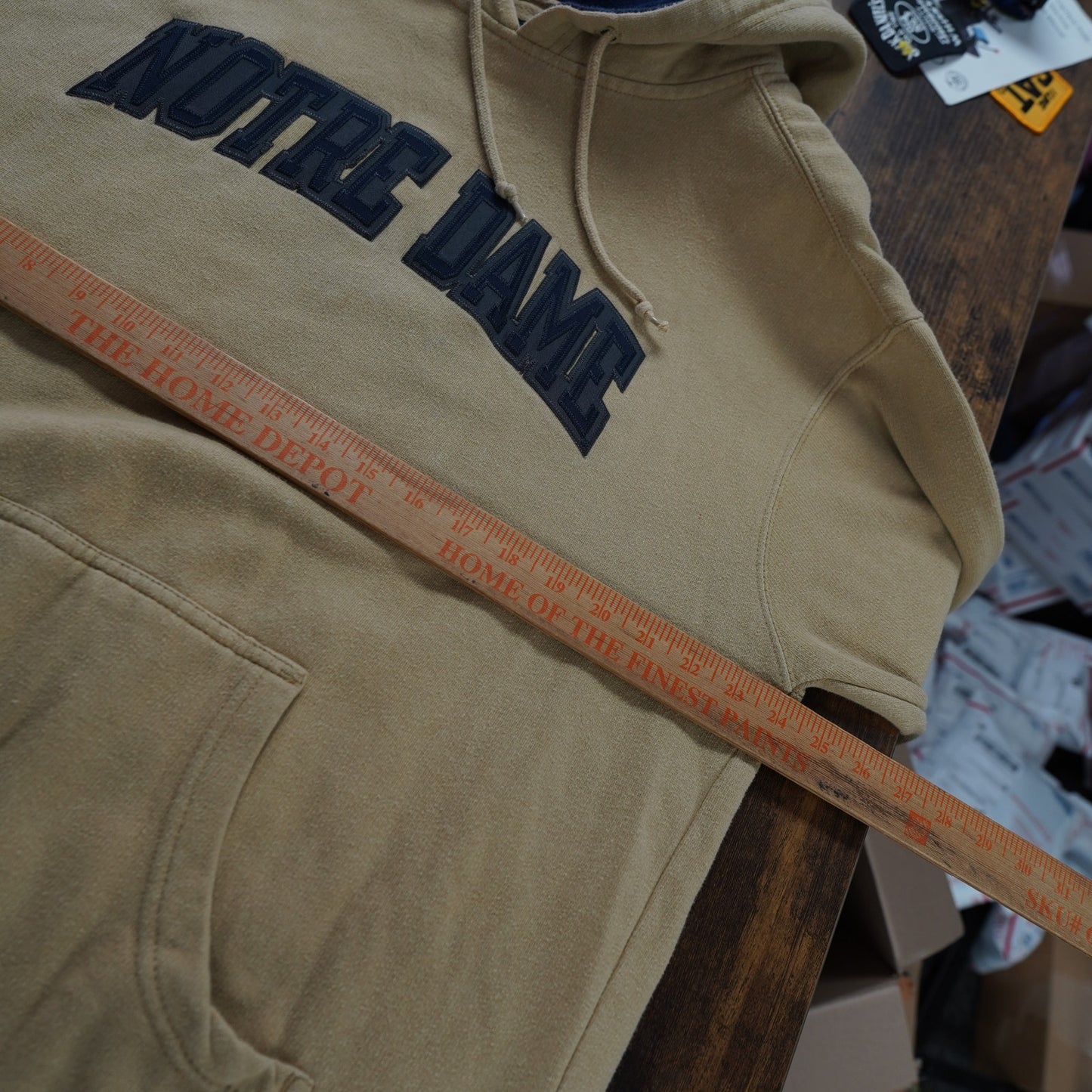 (L) Vintage Notre Dame Fighting Irish Embroidered Starter Hoodie Jacket Gold