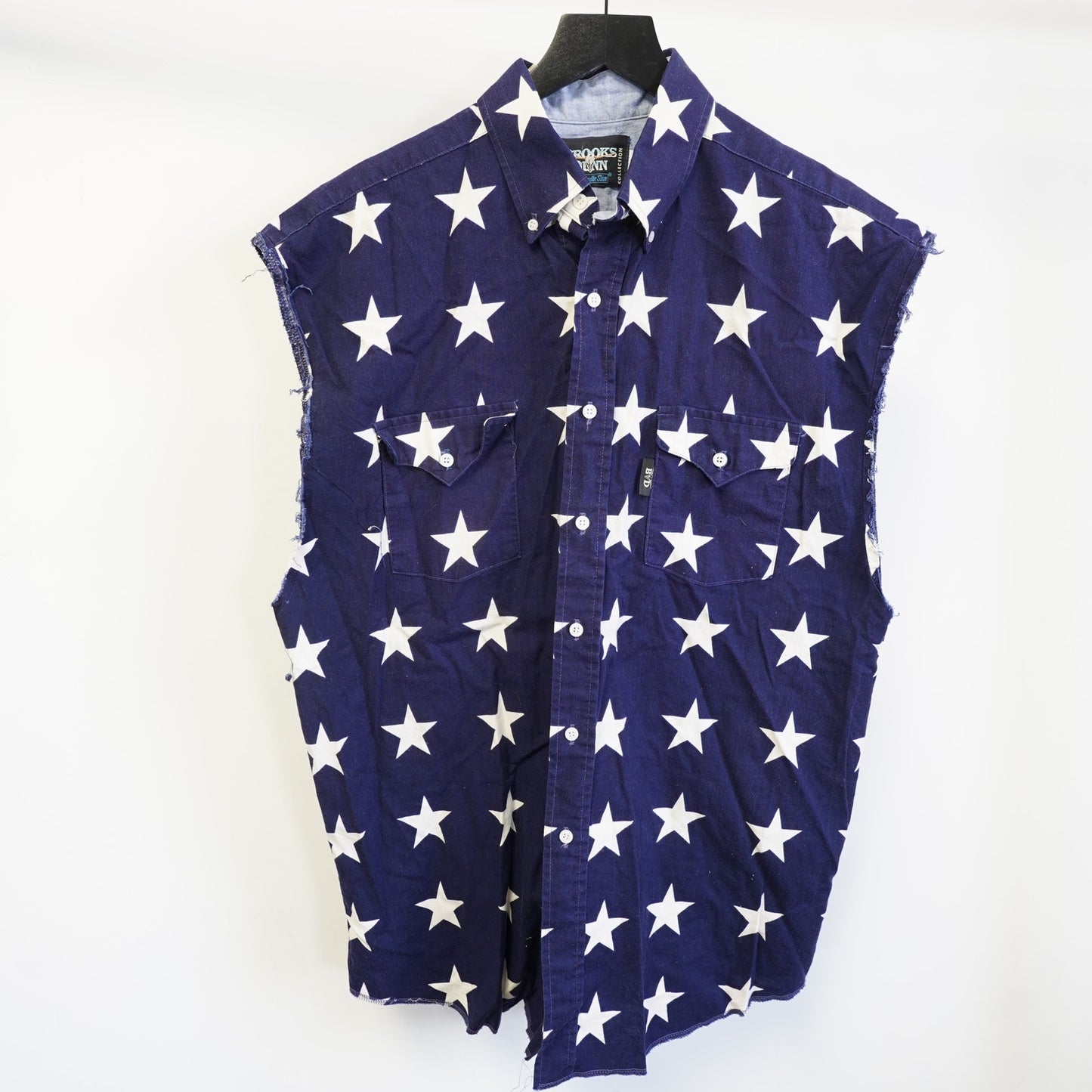 (L) Vintage Brooks & Dunn Pearl Snap American Flag Star Vest Men's L 90s Western