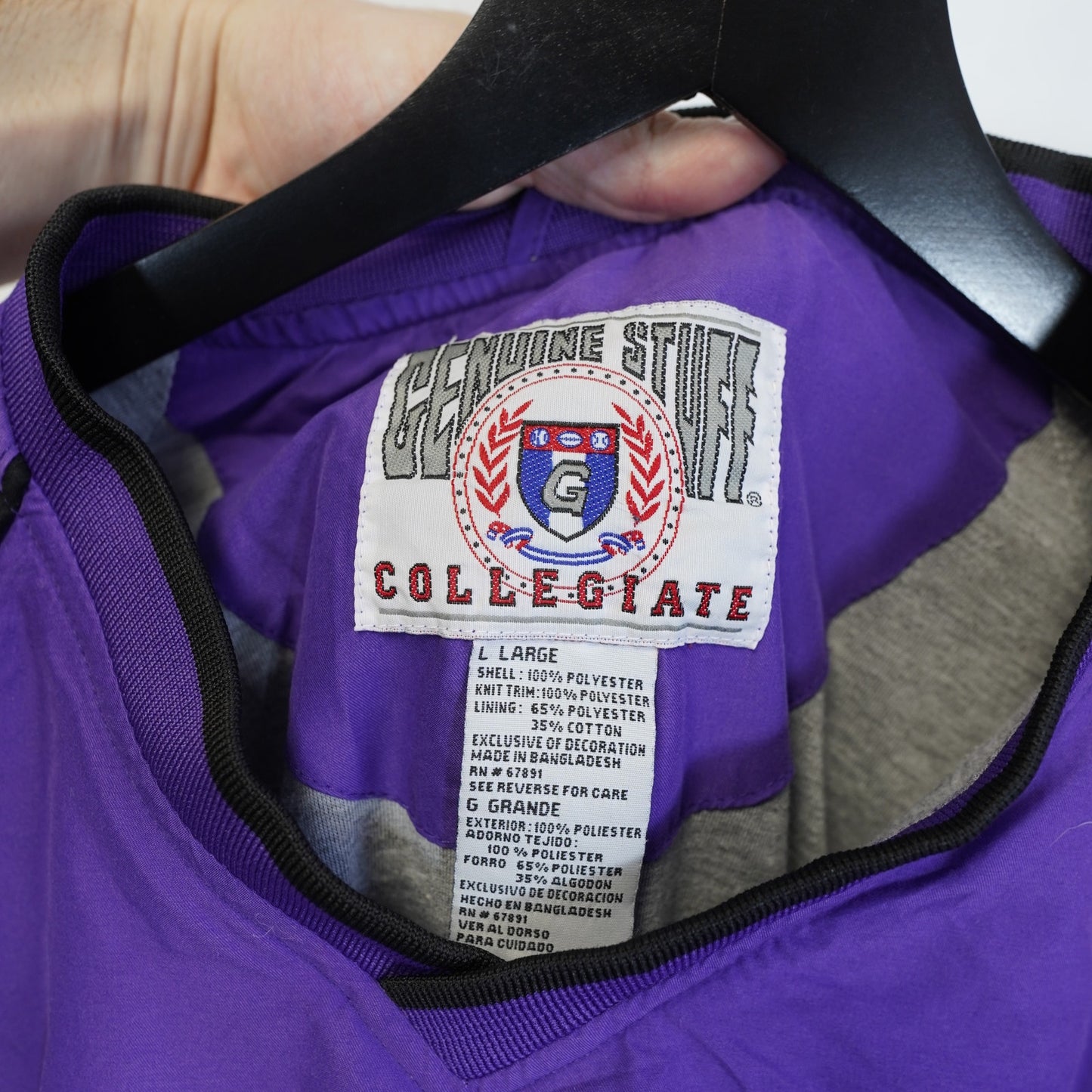 (L) Vintage Kansas State Wildcats Sewn Pullover Windbreaker Men's L Purple Jacket