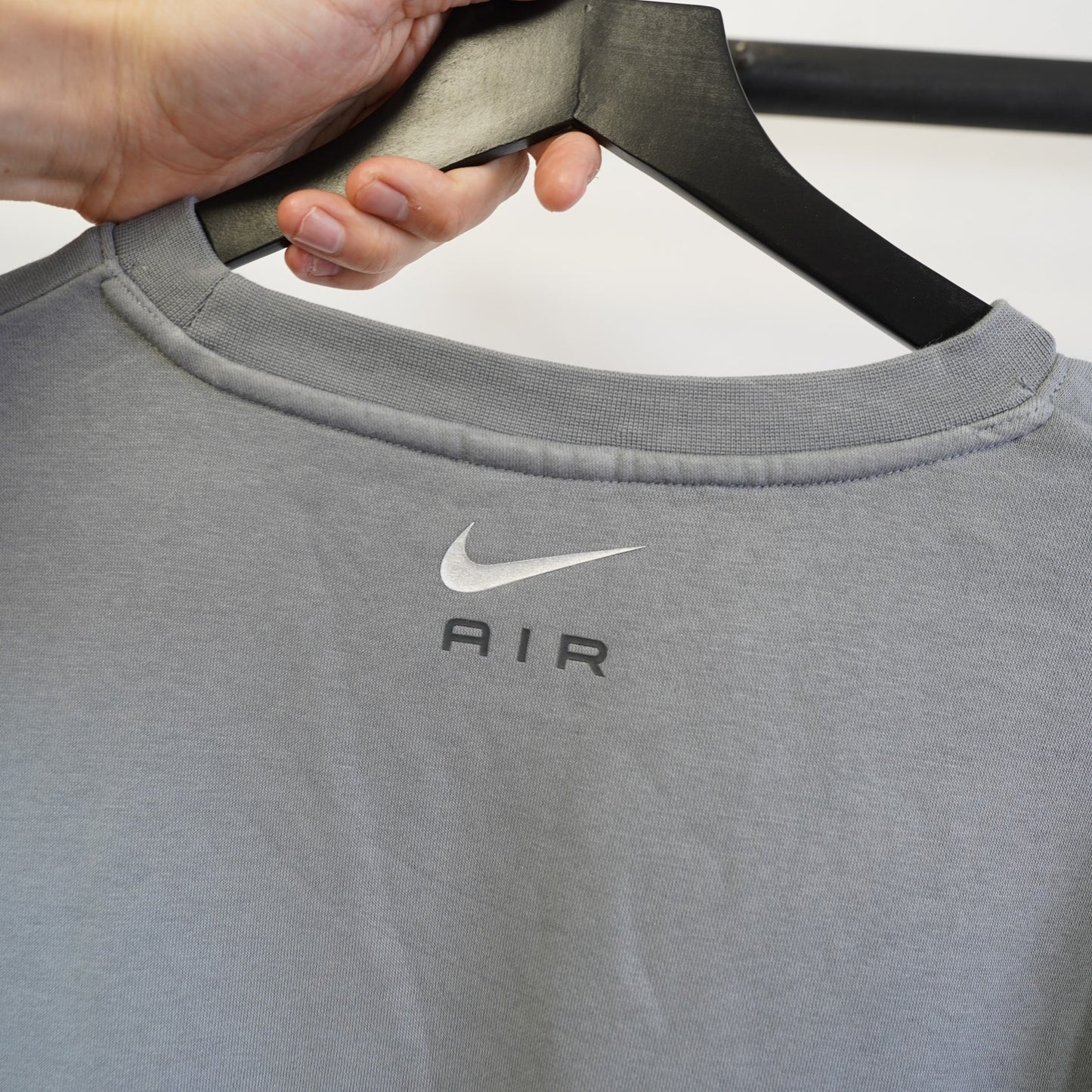 (XXL) Vintage Nike Air Big Swoosh Crewneck Sweatshirt Men's XXL Gray Y2K 2000s Retro