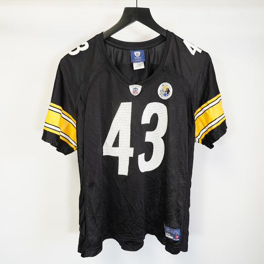 (Women's XL) Vintage Reebok Pittsburgh Steelers Troy Polamalu #43 Jersey Black NFL