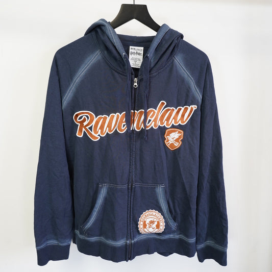 Ravenclaw Embroidered Harry Potter Full Zip Hoodie Unisex L Blue Lunchbox Sewn