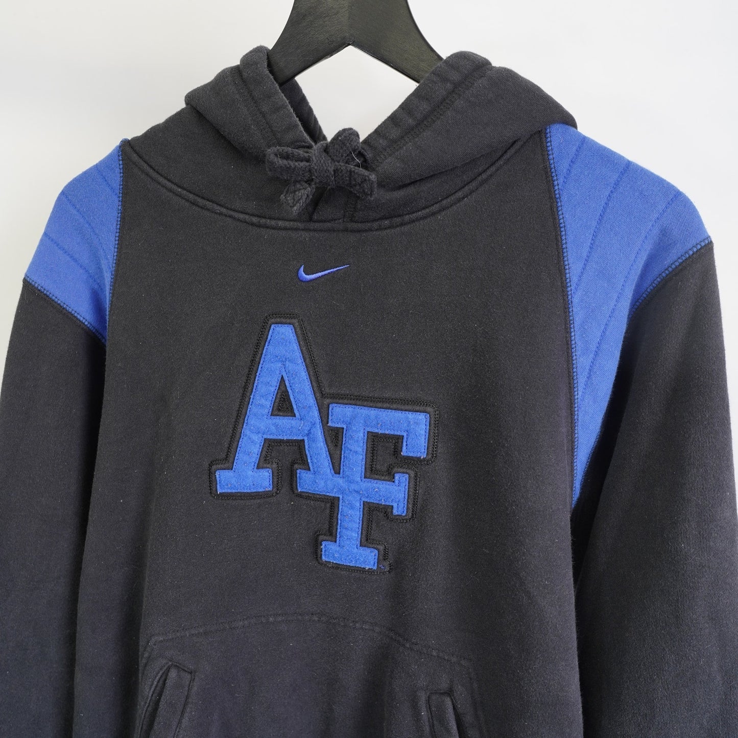 (L) Nike Air Force Academy Center Swoosh Hoodie Men's L Embroidered Black Blue