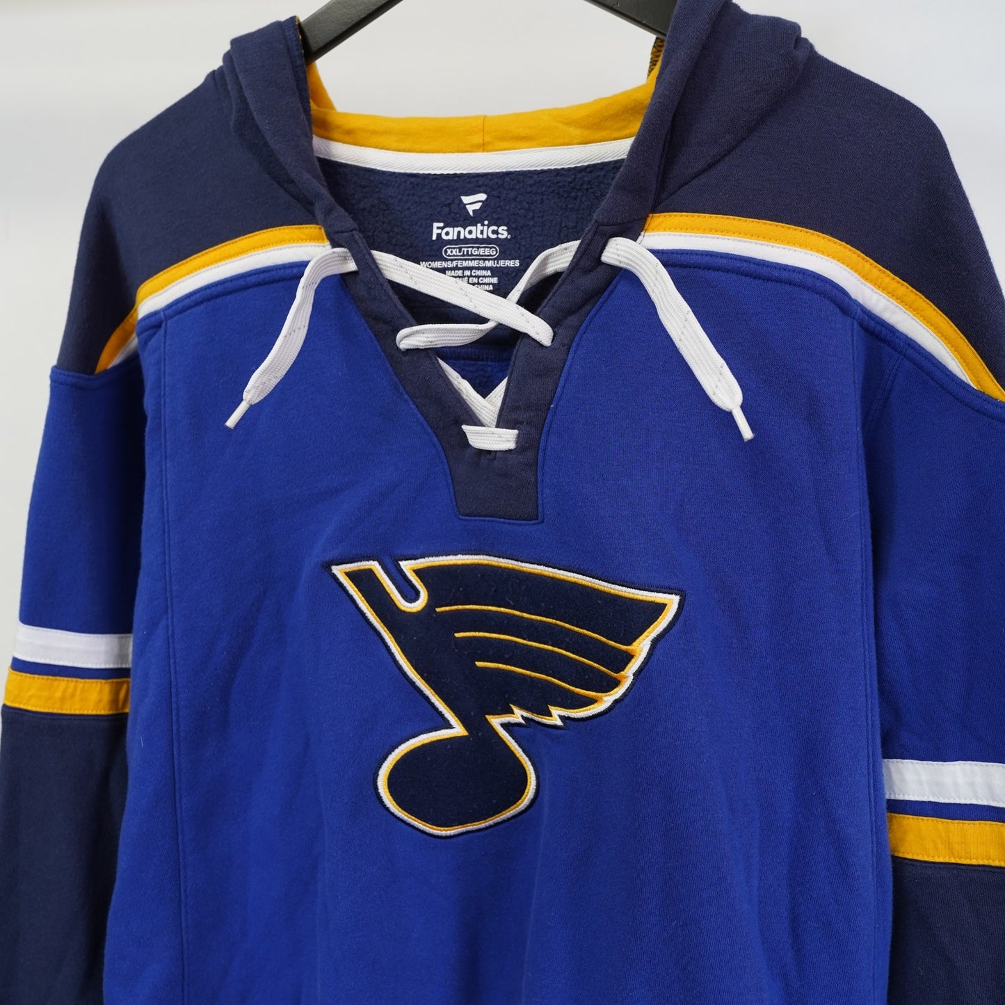 (XXL) St. Louis Blues Fanatics Sewn Hockey Hoodie Men's XXL Blue Jacket Embroidered