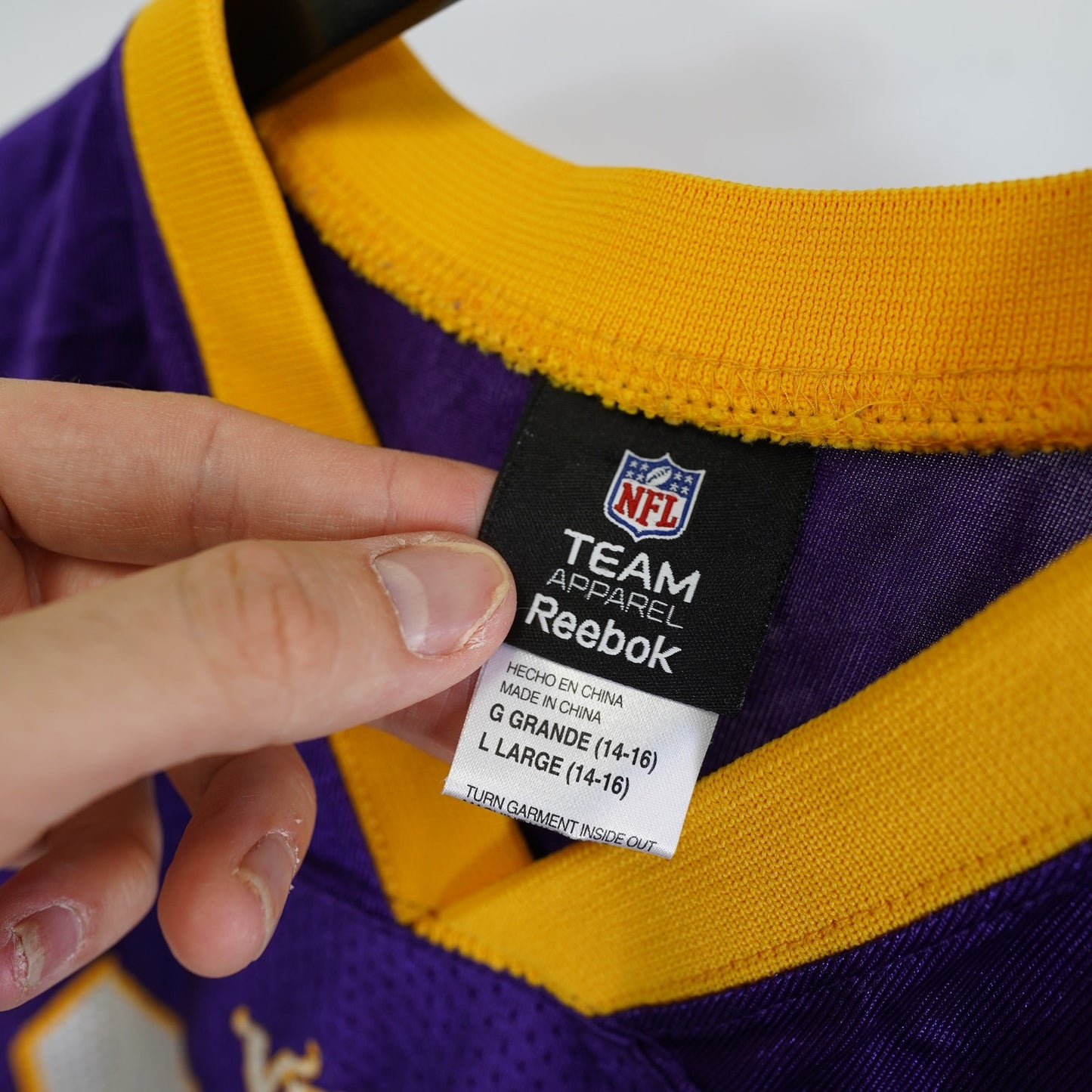 (Youth L) Vintage Reebok Minnesota Vikings Adrian Peterson Jersey Youth L Kids NFL Purple