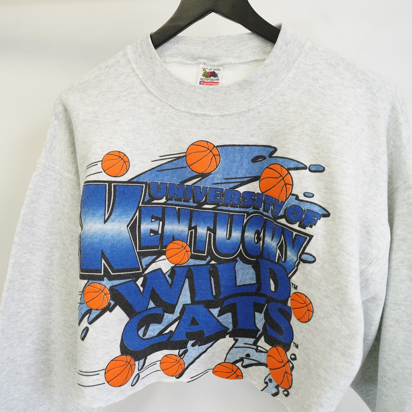 (Women's XL) Vintage 90s Kentucky Wildcats Crop Top Sweatshirt Women's XL Heather Gray UK