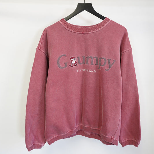 (M) Vintage Grumpy Embroidered Snow White Sweatshirt Men's M Disneyland Red Pink