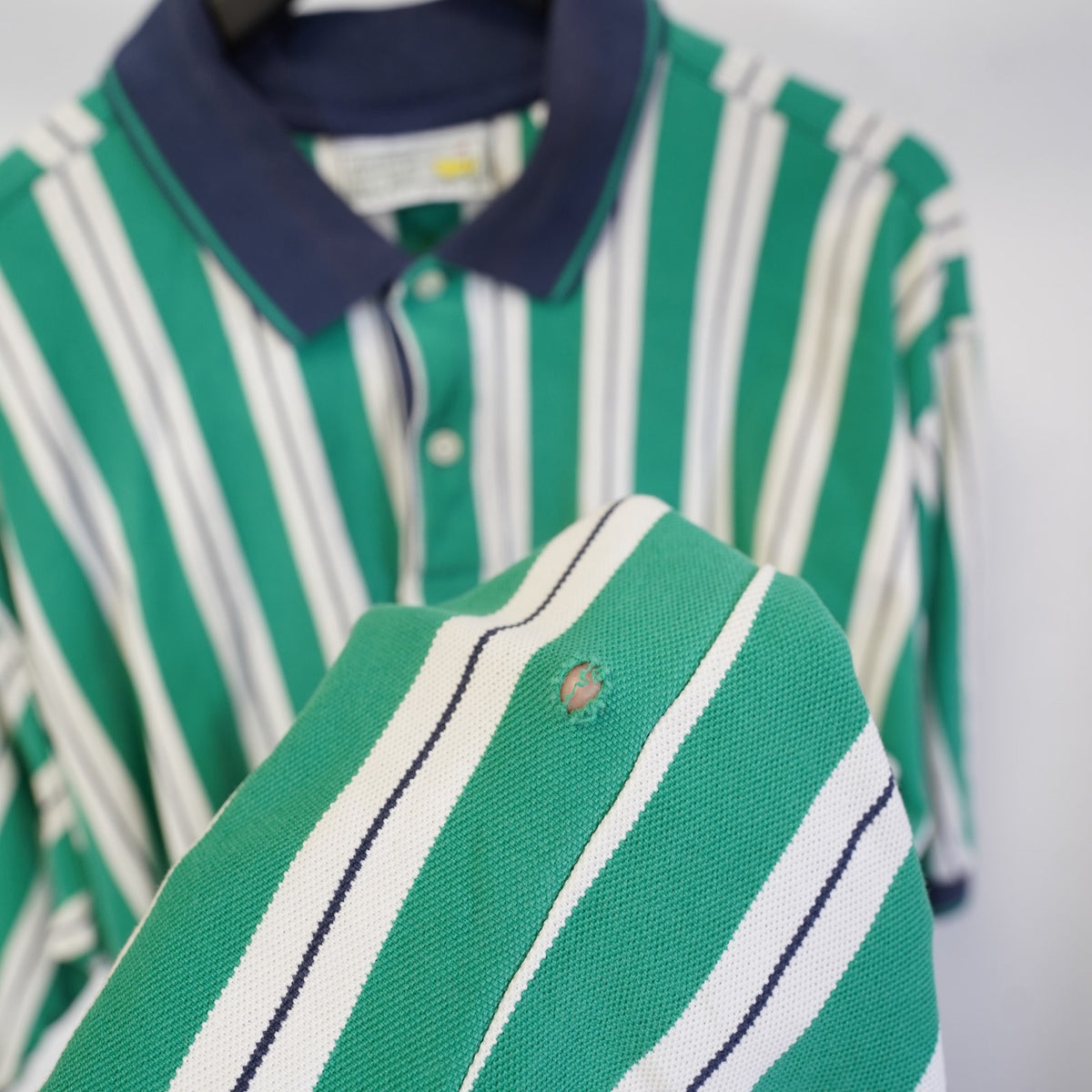 (XL) The Masters 90s Vertically Striped Golf Polo Shirt Slazenger Men's XL Green