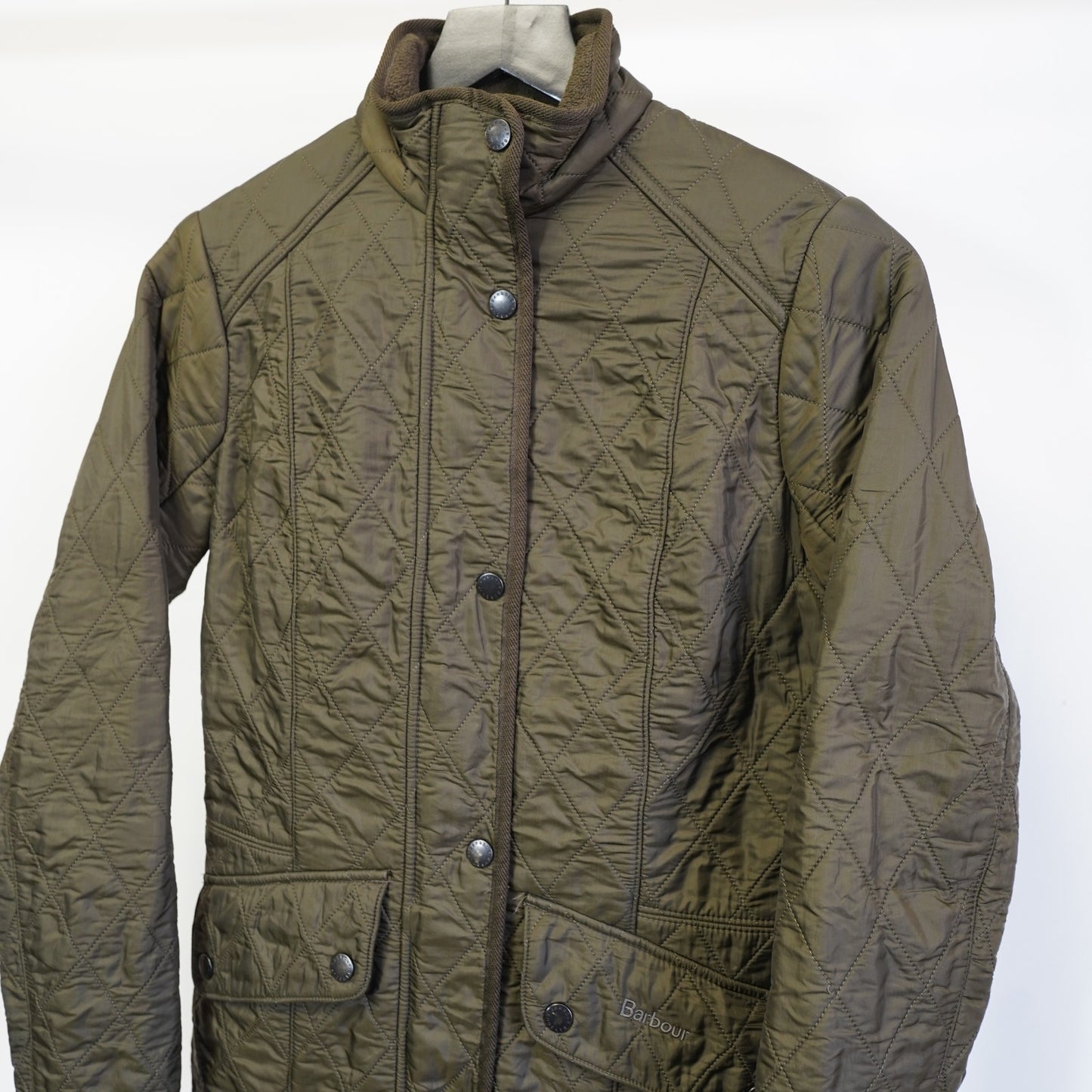 (Women's Sz 4) Barbour Cavalry Polarquilt Jacket US4 Olive Fleece Lined Equestrian Quiet Luxury