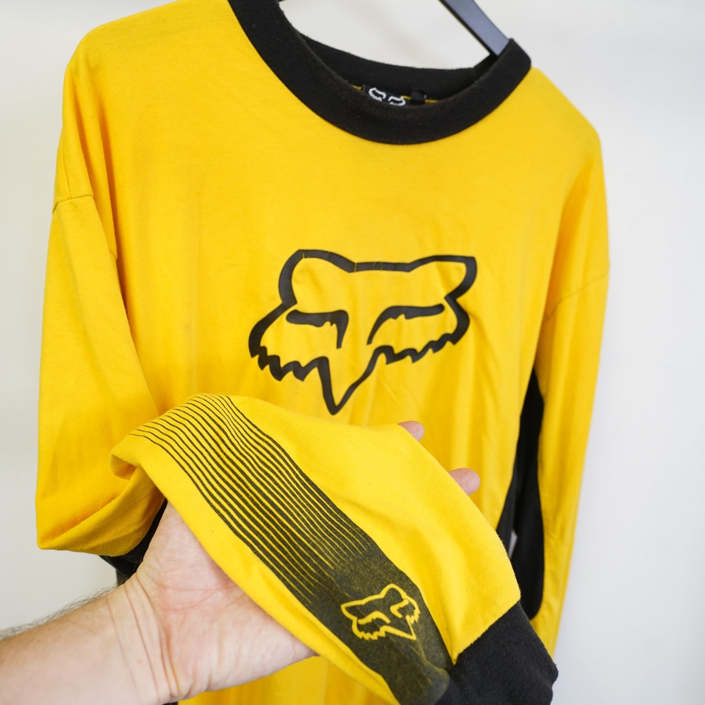 (XXL) Vintage Fox Motocross Racing Jersey Y2K Men's XXL Yellow Black BMX Motorcycle