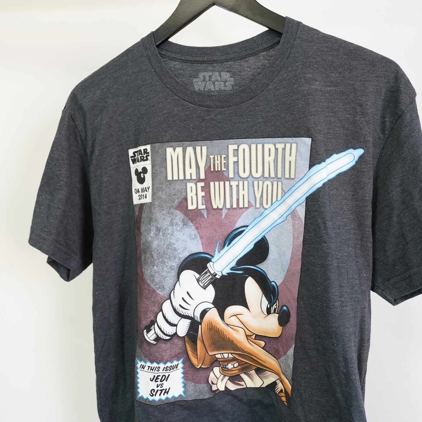 (S) Star Wars Day 2014 T-Shirt Mickey Jedi May The 4th Be With You Sz S Disney Gray