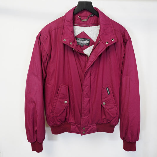 (M) Vintage Members Only Magenta Sherpa Lined Bomber Aviatior Jacket Men's M 42 Pink