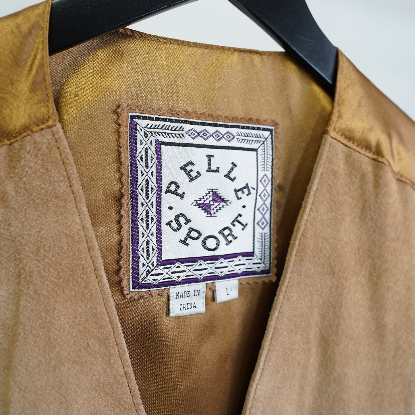(L) Vintage Pelle Sport Western Suede Leather Vest Men's L Tan Cowboy 90s Indie