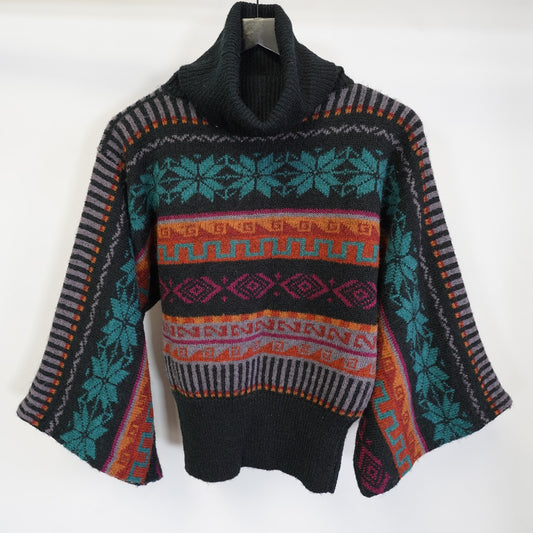 (Women's M) Vintage Hunters Run Knit Sweater Multicolor Geometric 90s Cottage