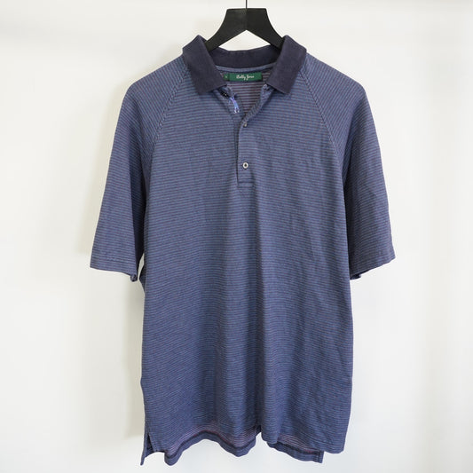 (L) Vintage Bobby Jones Short Sleeve Men's Polo Golf Shirt Size L Blue Woven