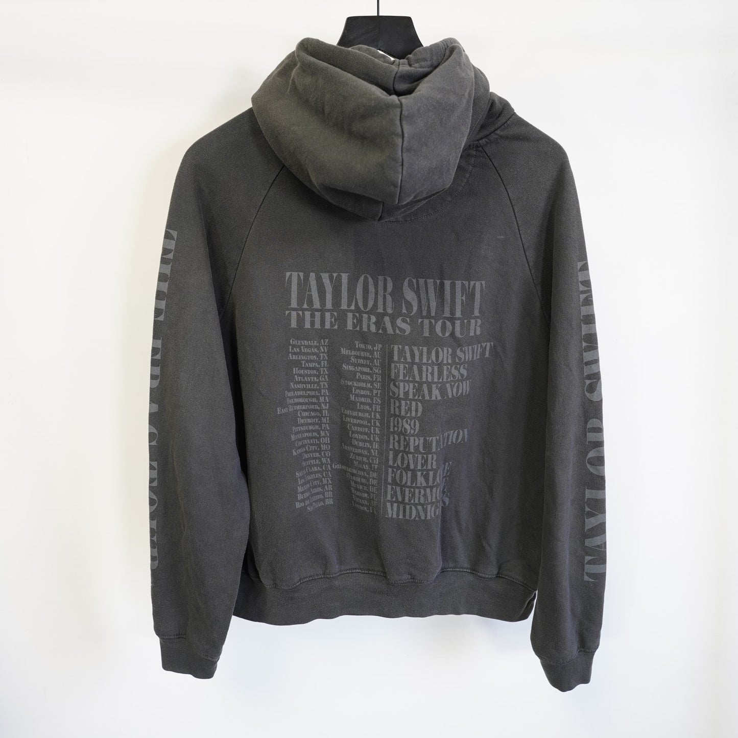 (L) Taylor Swift The Eras Tour Charcoal Hoodie Adult Size L Black Gray EUC