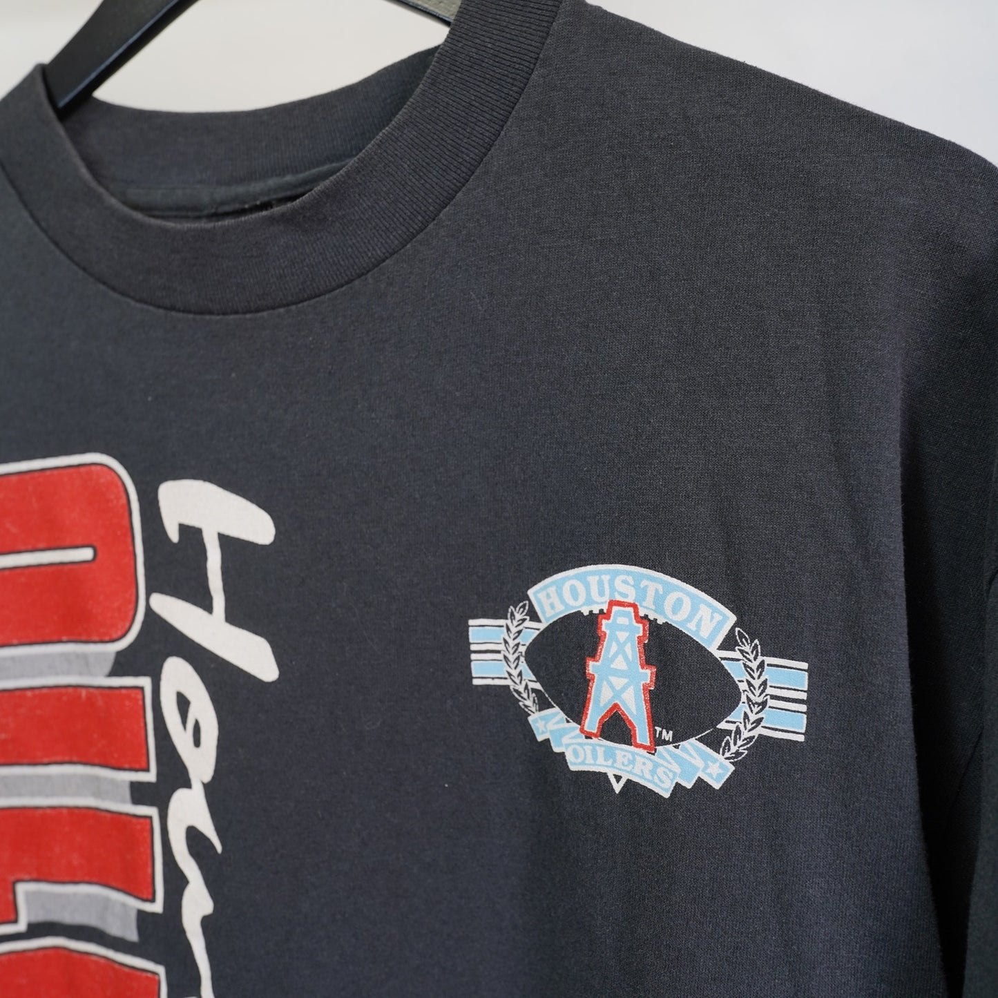 (L) Vintage Houston Oilers Single Stitch 90s T-Shirt Men's L Black Football Retro