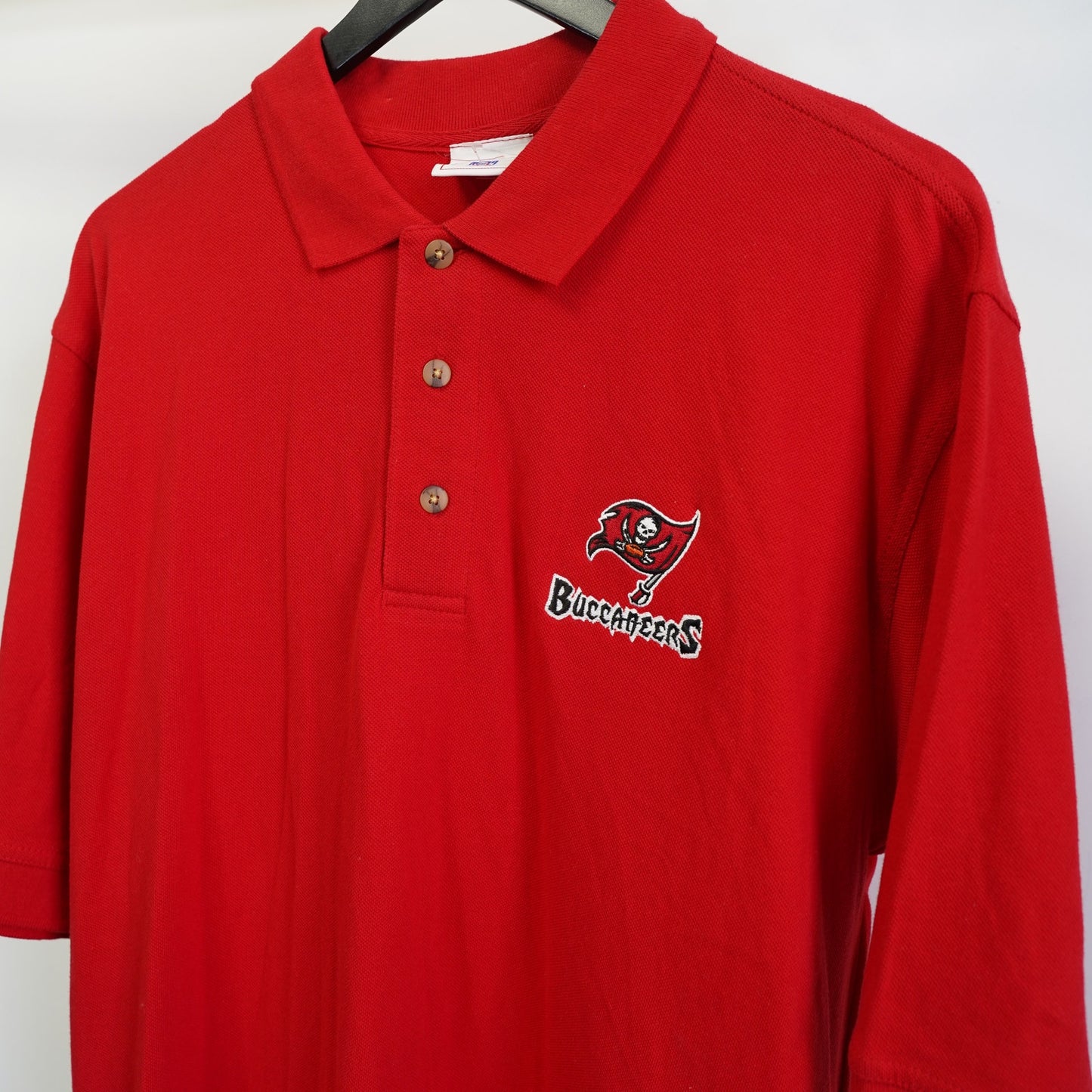 (XL) Vintage Tampa Bay Buccaneers Sewn Football Polo Shirt Men's XL Red NFL Stitched