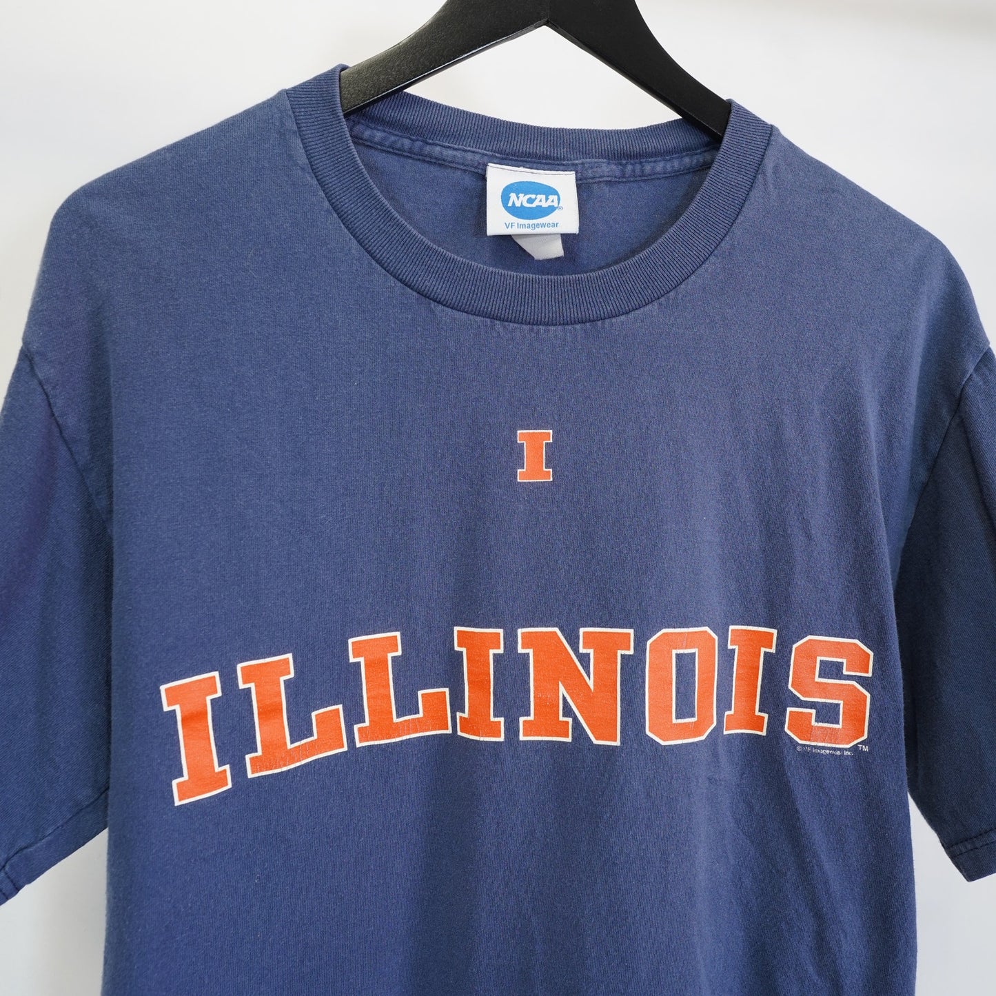 (L) Vintage Illinois Illini NCAA T-Shirt Men's L Navy Blue Orange 2000s Y2K