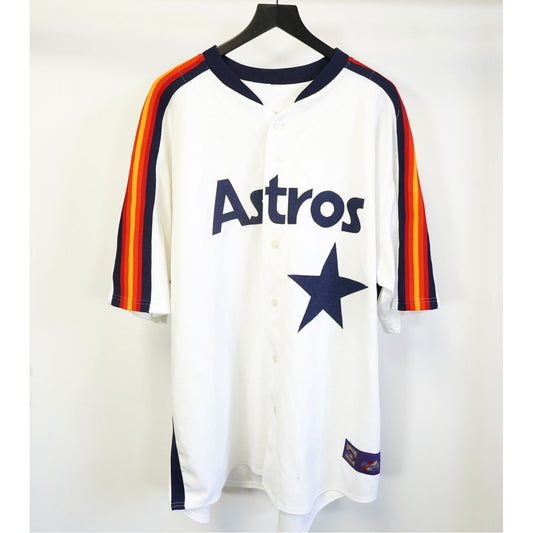 (3XL) Vintage Houston Astros Majestic Sewn Retro 80s Rainbow Jersey Men's 3XL White