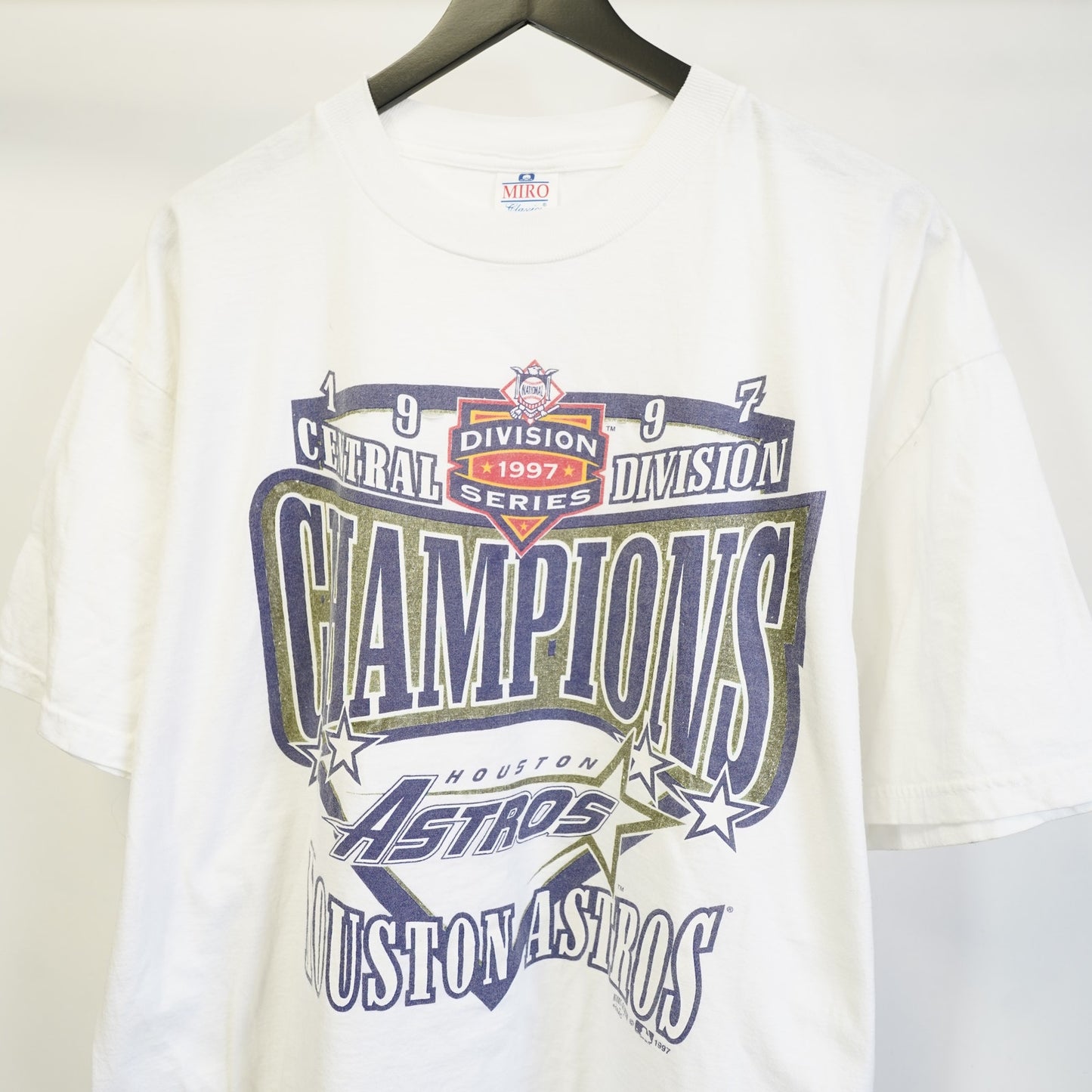 (XL) Vintage Houston Astros 90s Division Champs T-Shirt Men's XL White Miro Retro