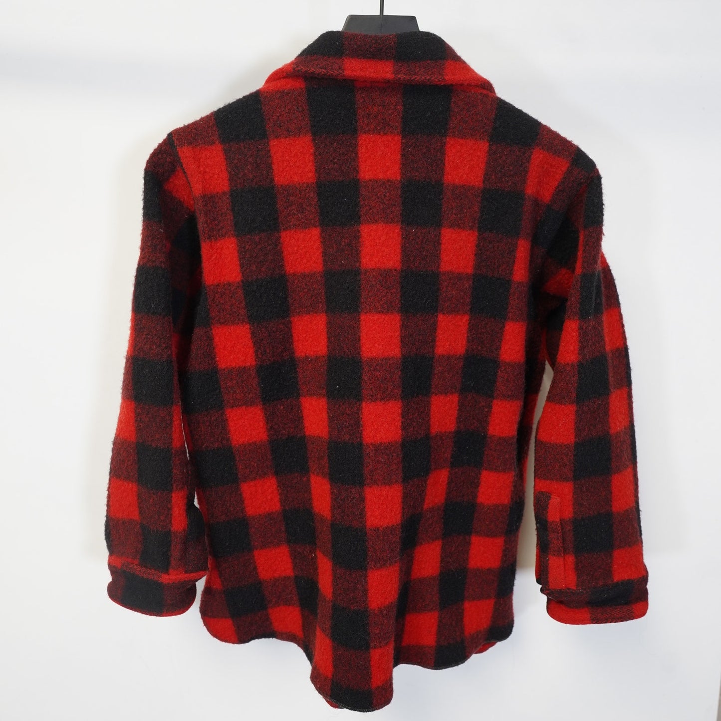 (M) True Vintage Woolrich Buffalo Plaid Wool Button Up Shirt Jacket Size M 50s Red
