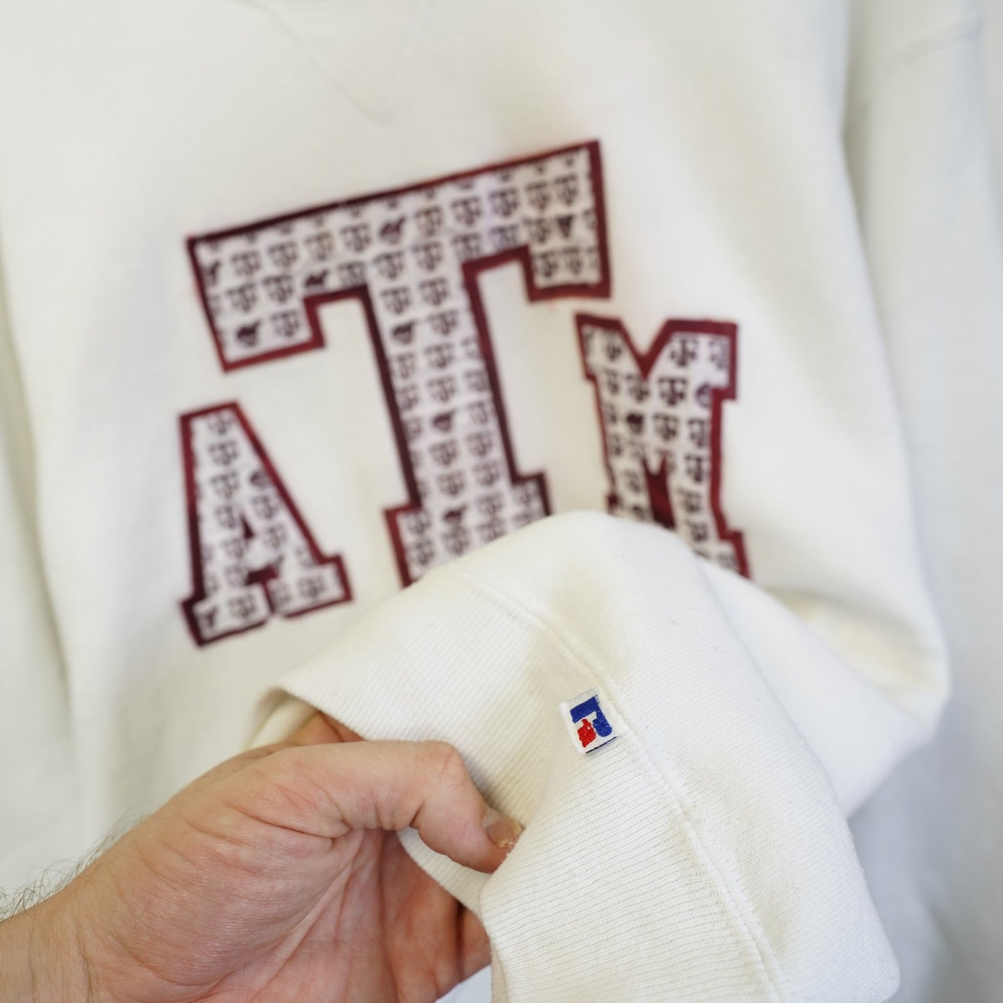 (XL) Vintage A&M Aggies Sewn Russell Athletic 90s Sweatshirt Men's XL White ATM Retro