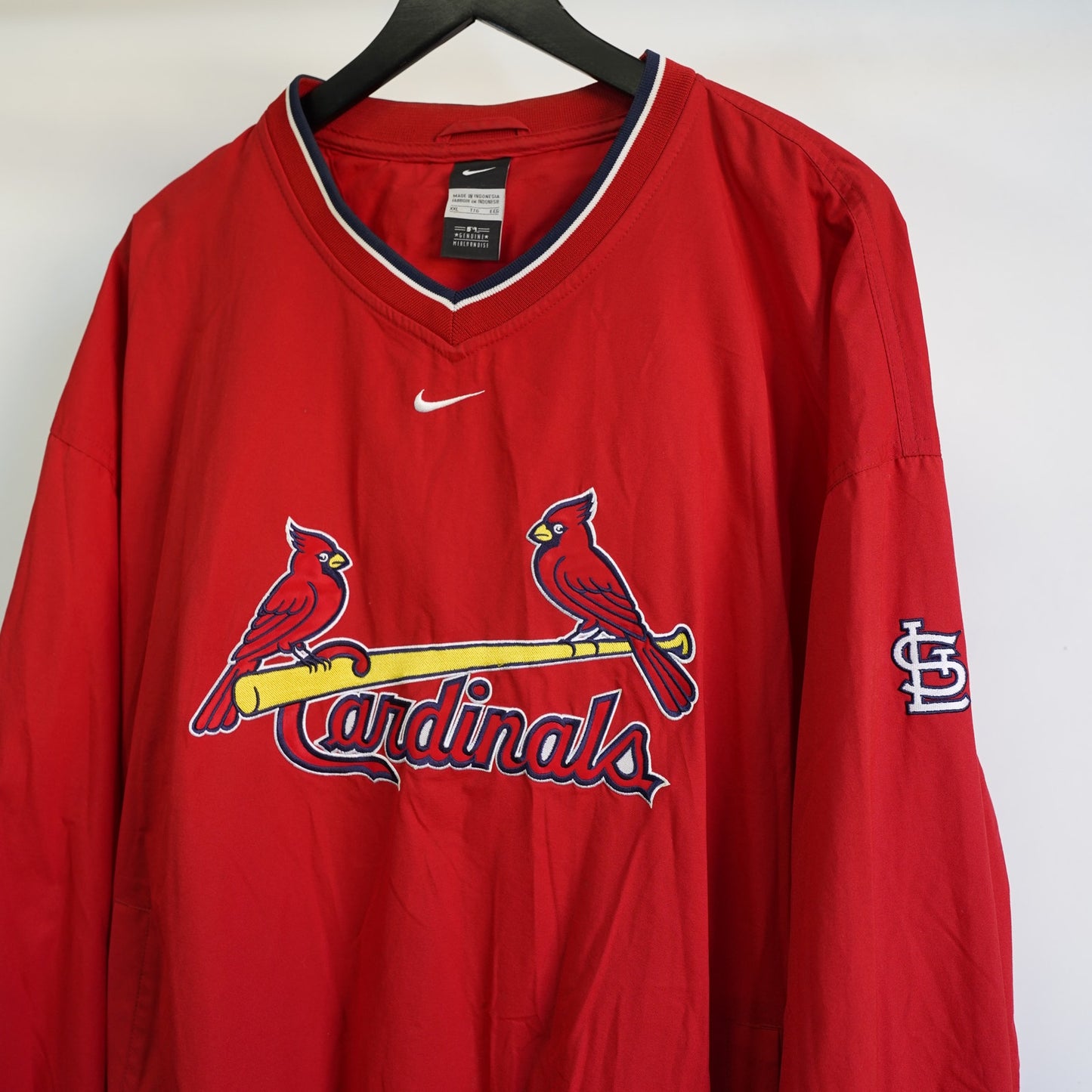 (XXL) Vtg St. Louis Cardinals Nike Center Swoosh Pullover Windbreaker Red