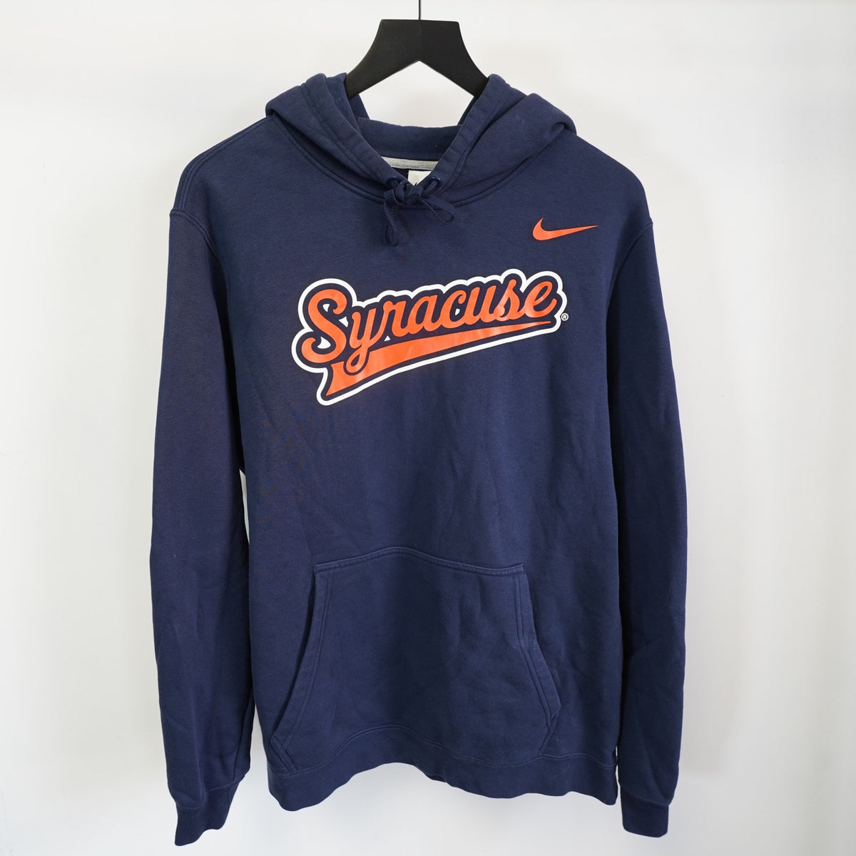 (L) Nike Syracuse Orange Script Retro Pullover Hoodie Men's L Navy Blue Y2K