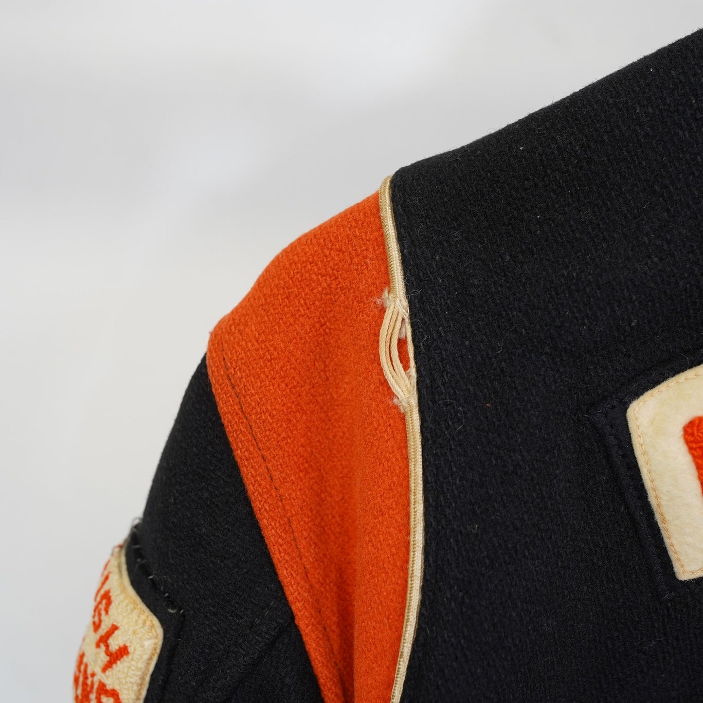 (S) True Vintage 50s Letterman Chain Stitched Varsity Jacket Sz 38-40 Men's S Black