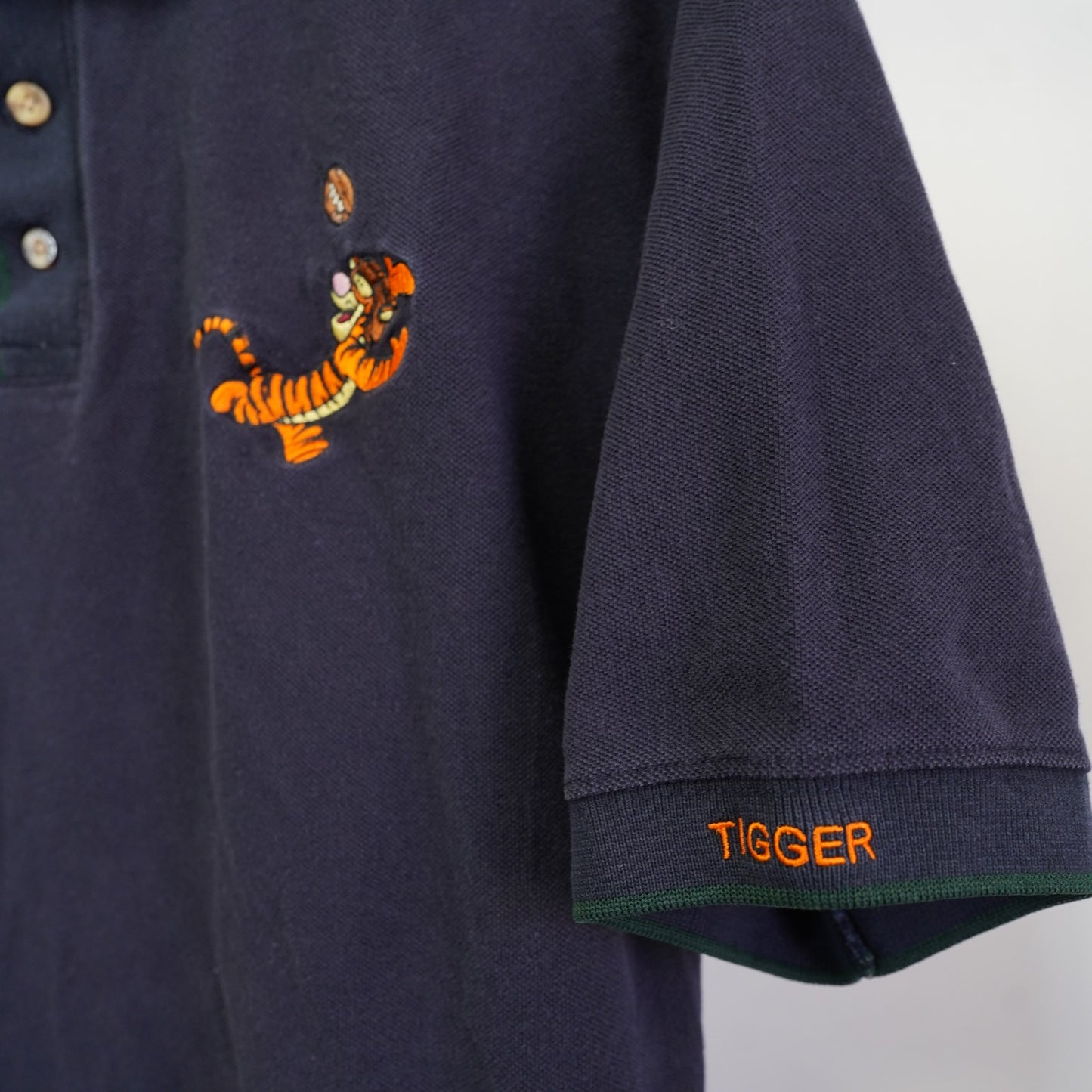 (L) Vintage Tigger Winnie the Pooh Disney Polo Shirt Men's L Navy Football 90s