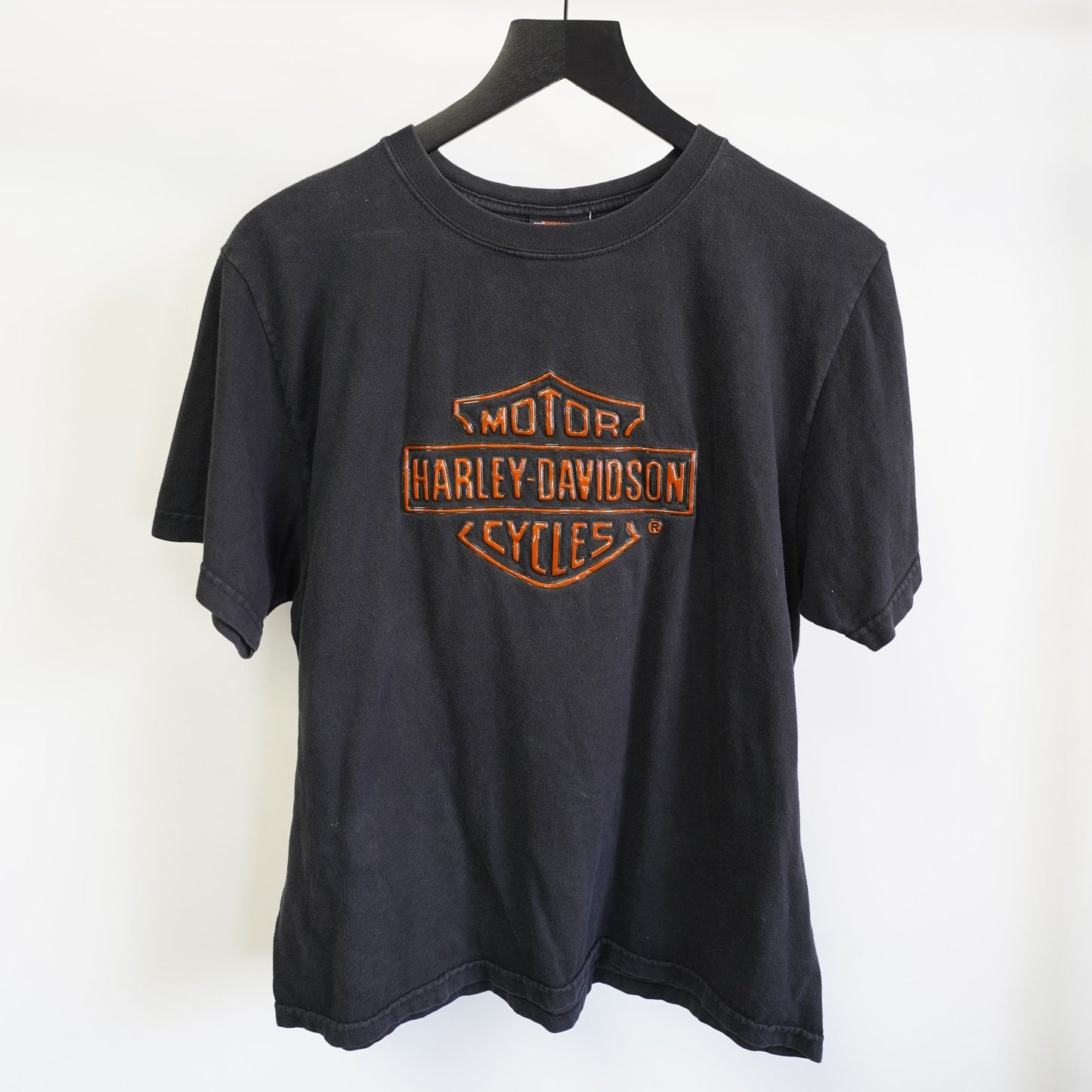 (L) Vintage Harley Davidson Y2K Motorcycle Biker T-Shirt Men's L 3D Logo Black