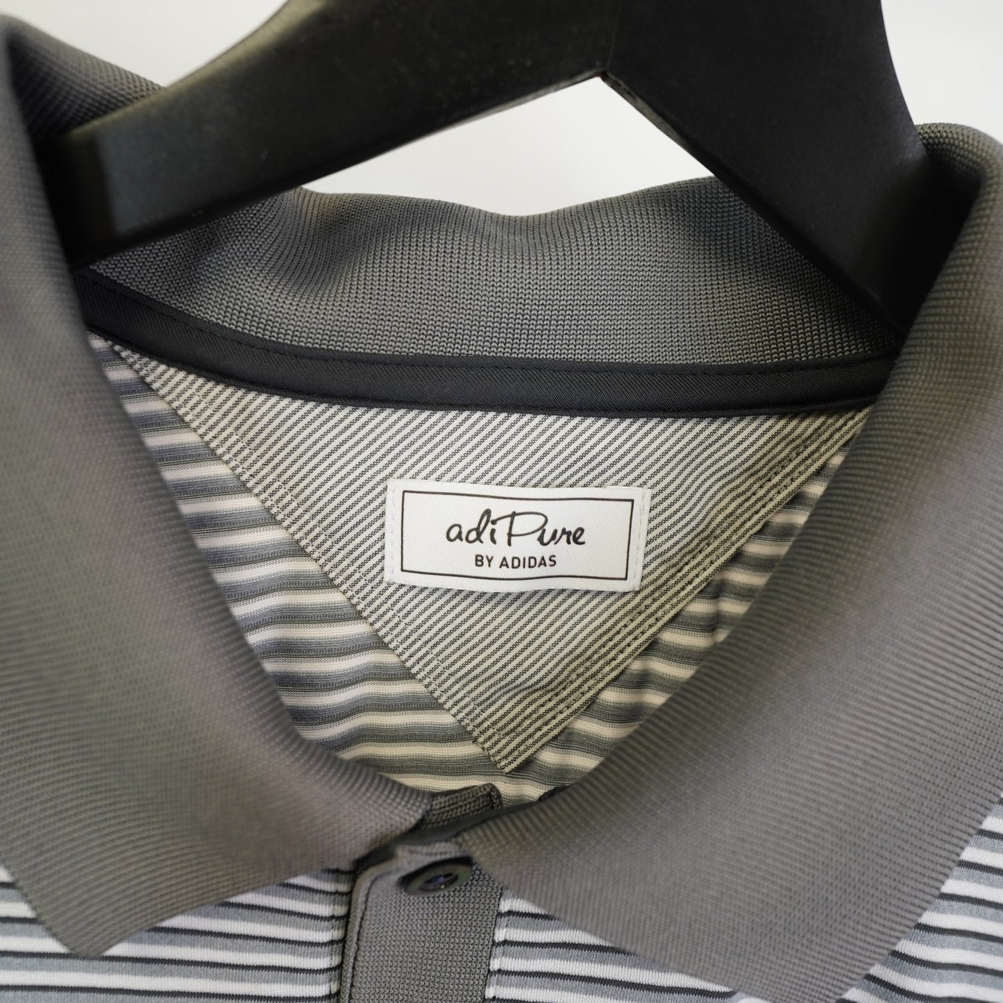 (L) Texas A&M Golf Adidas Adi Pure Striped Performance Polo Shirt Men's L Gray Sewn
