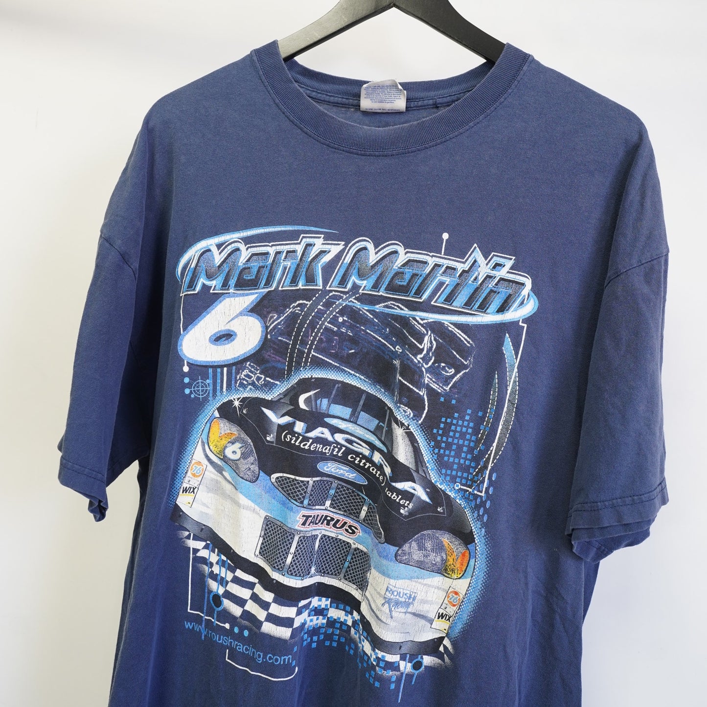 (XXL) Vintage Nascar Mark Martin Viagra Racing T-Shirt Men's 2XL Blue All Over Print