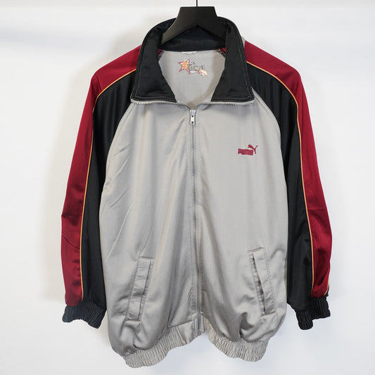 (XL) Vintage 90s Puma Hoops Track Jacket Mens XL Gray Silver Hip Hop Retro Basketball