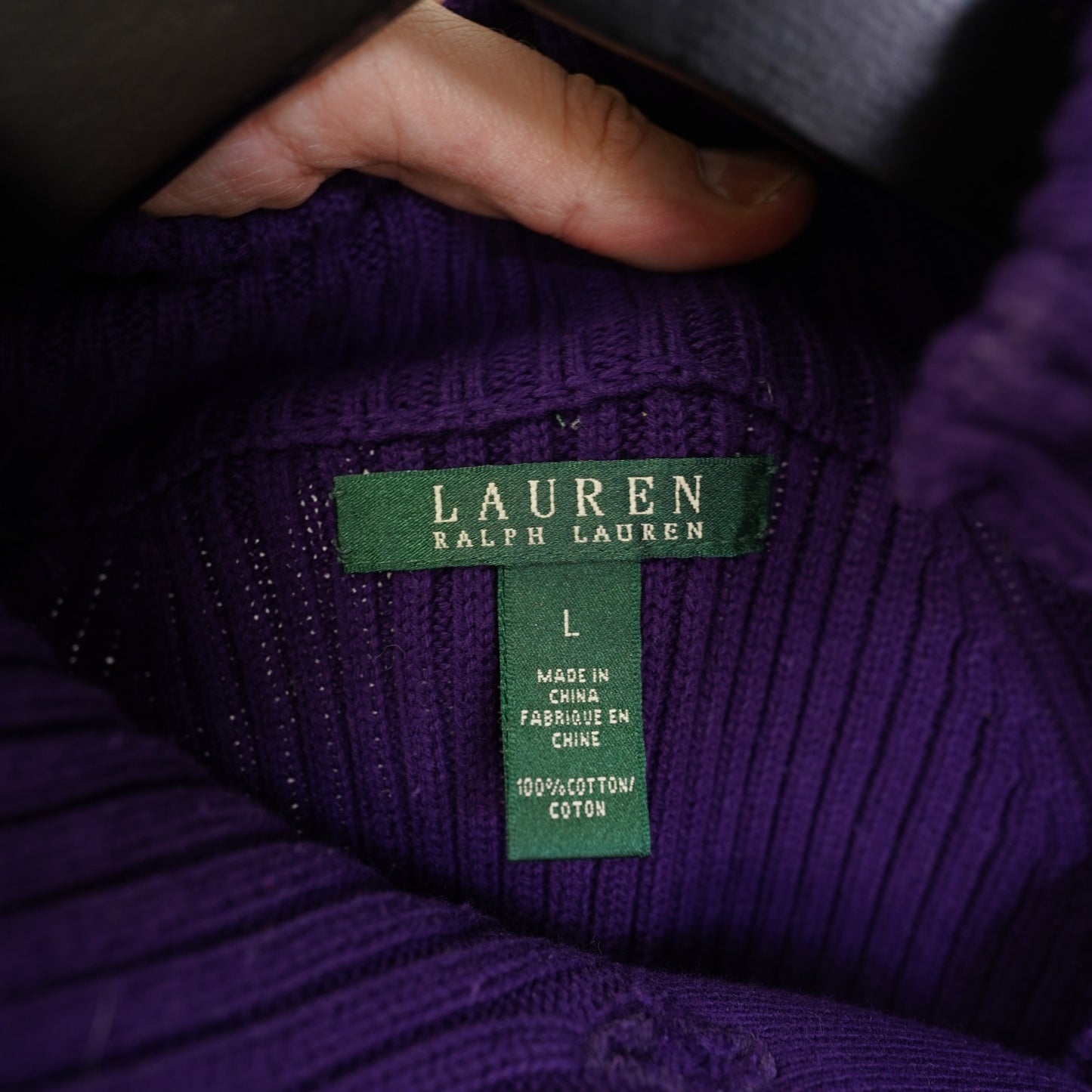 (Women's L) Lauren Ralph Lauren Purple Knit Turtleneck Sweater Women's Large Ribbed