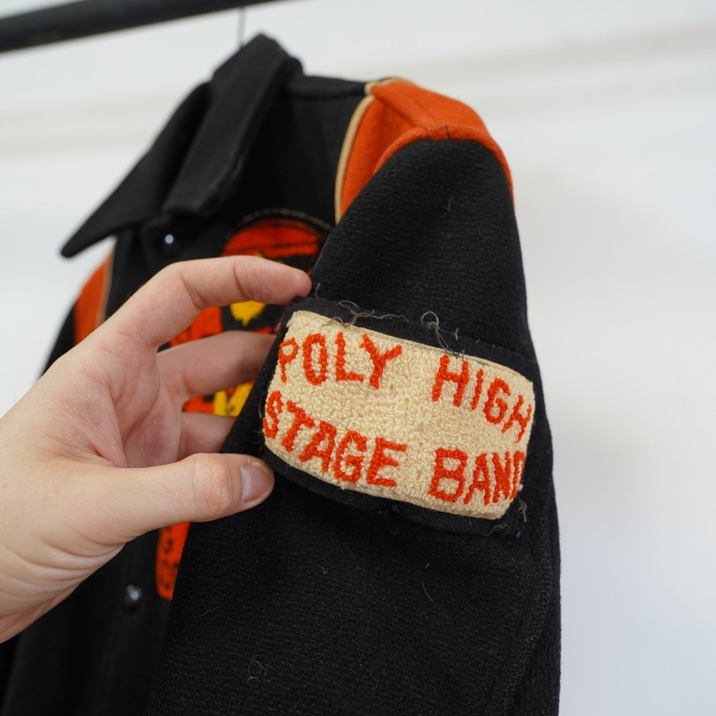 (S) True Vintage 50s Letterman Chain Stitched Varsity Jacket Sz 38-40 Men's S Black