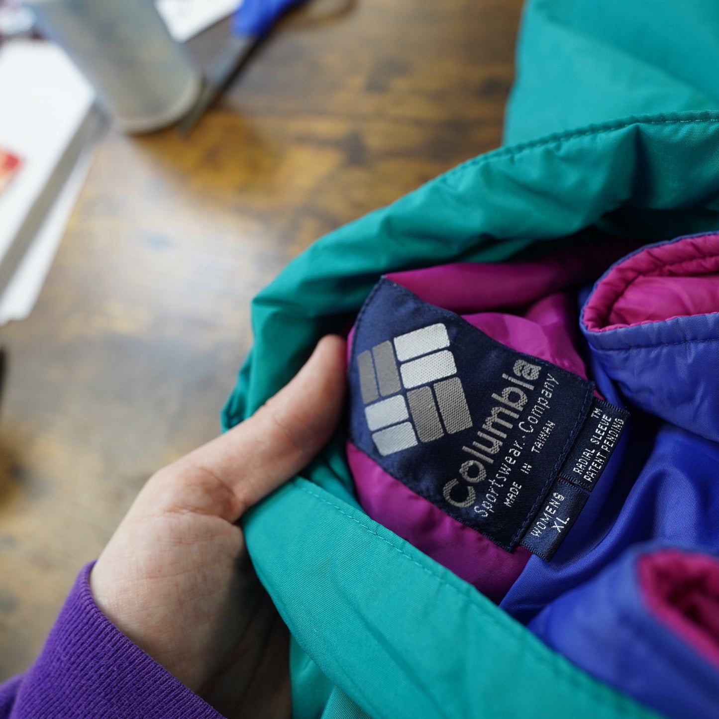 (Women's XL) Vintage Columbia Sportswear Whirlibird 3 in 1 Puffer Jacket Aqua Pink