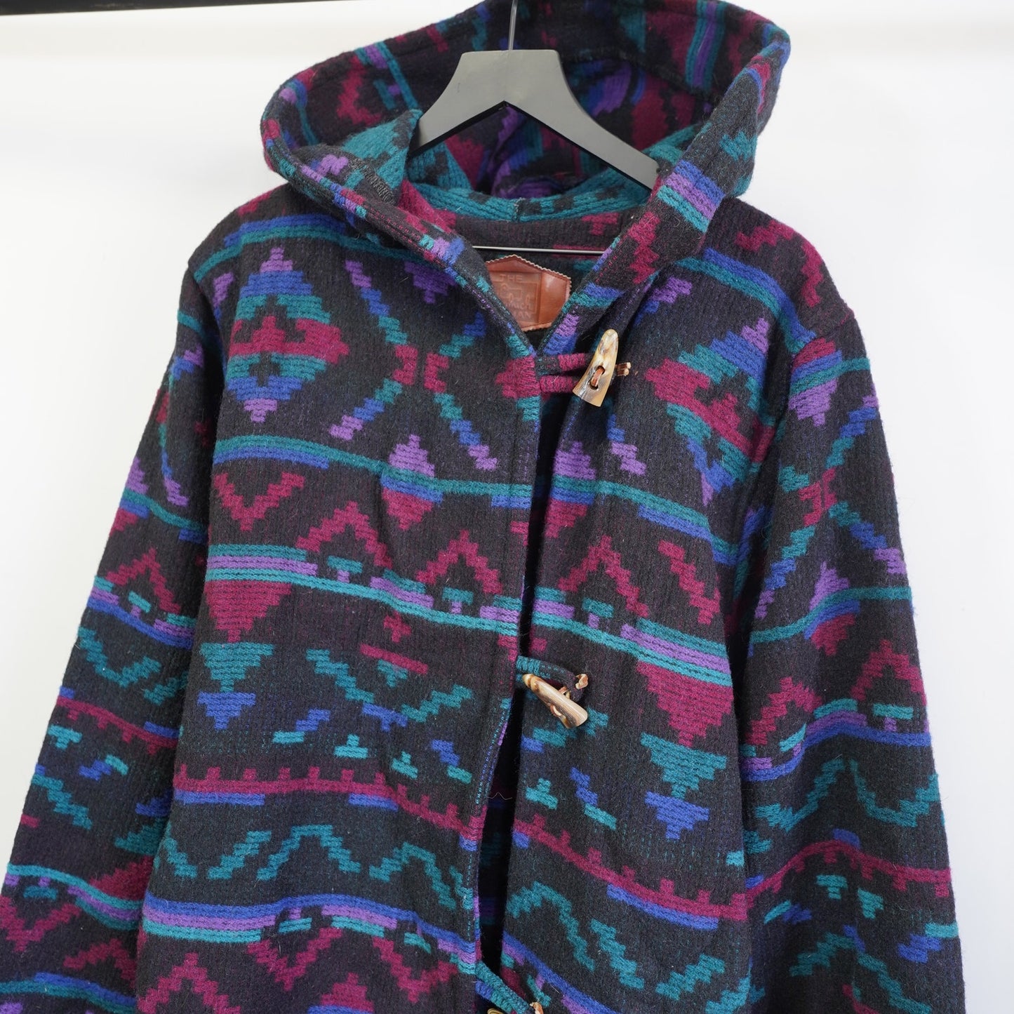 (Women's XL) Vintage Woolrich Southwestern Aztec Heavy Wool Knit Trench Coat Women's L/XL
