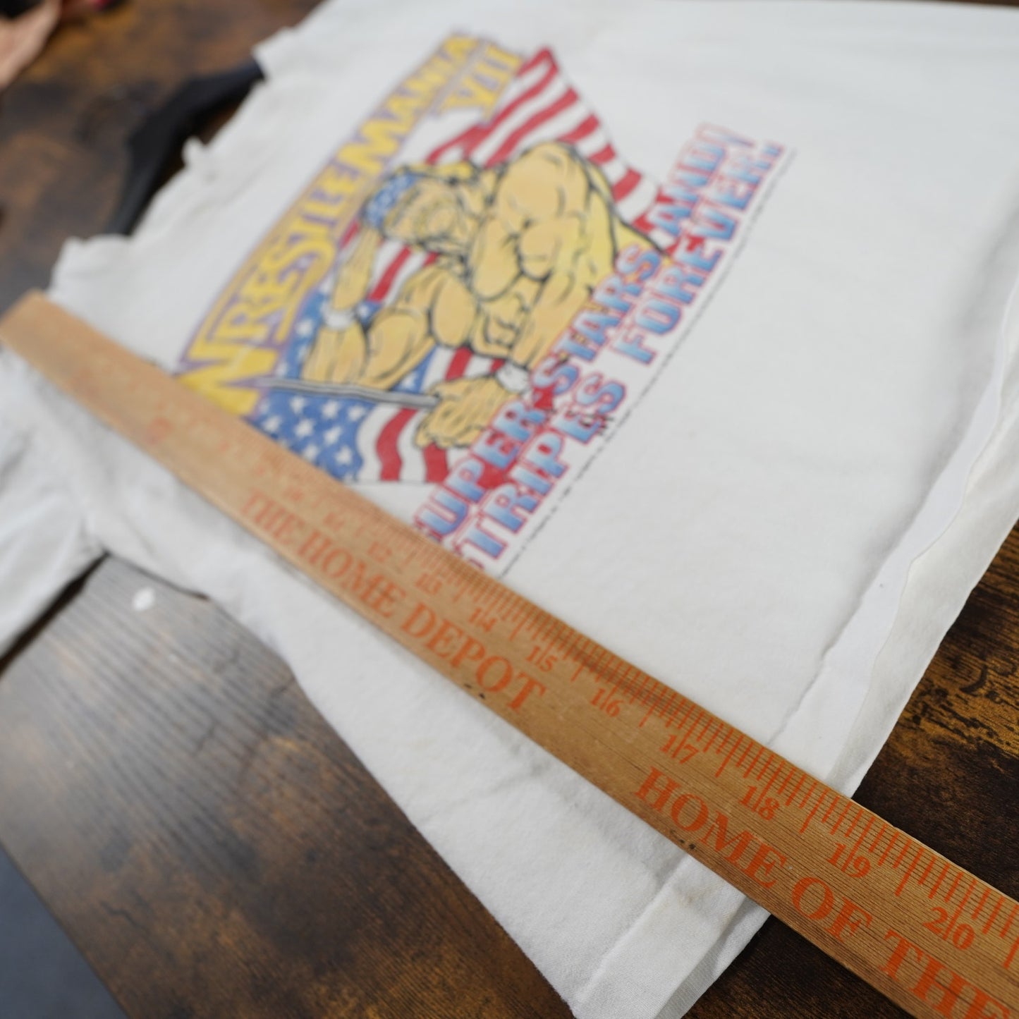 (Boys M/L) Vintage Wrestlemania VII Hulk Hogan 90s T-Shirt Boys M/L 10-12 White WWF WWE